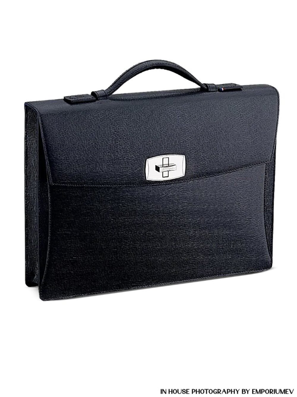 S.T. Dupont Line D 181300 Contraste Black Leather Tourniquet Men Briefcase